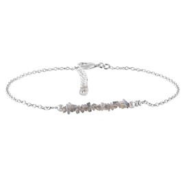 InfinityGemsArt Labradorite Gemstone Anklet Nuggets Blue Ankle Bracelets for Women Natural Birthstone Silver Plated Jewelry in 9” +1.5” inch Chakra Healing Crystals And Stones