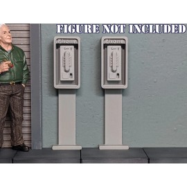 Unbranded 1/18 Scale Standing Payphone - Prop for 3.75" action figure diorama (set of 2)