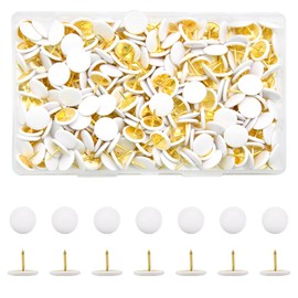 Hocansen 300 Pcs Thumb Tacks 10x9mm Colored Push Pins Flat Round Head Drawing Pins for Map, Photo Wall, Corkboard (White/TD-PT)