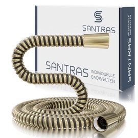SANTRAS® Premium Stainless Brass Shower Hose 1.50 m with Flow Limiter - Particularly Flexible Shower Hose Made of Easy Clean Material Made in Germany