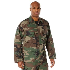 Rothco Rip-Stop BDU Shirt - Durable Uniform Essential in 100% Cotton Rip Stop (US, Alpha, X-Large, Regular, Regular, Woodland Camo)