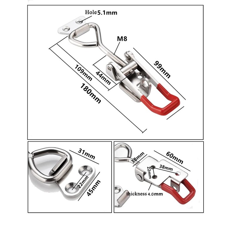 E-TING 2 Pack 4003 Adjustable Toggle Latch Clamp Smoker Latch