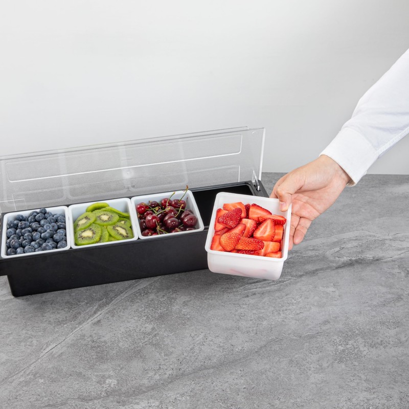 Restaurantware Bar Lux 1.6 Pint White Plastic Condiment Caddy Insert,