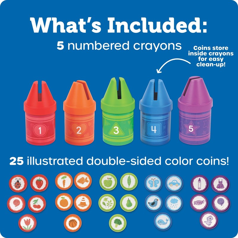 Learning Resources Counting クレヨン - 色の分類とカウント幼児の学習おもちゃ、数字のおもちゃ、モンテッソーリ、未就学児の細かい運動能力、幼児のための数学操作玩具、ホームスクールゲーム