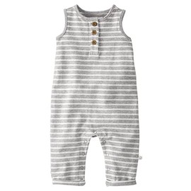 little planet by carter's unisex-baby Terry Jumpsuit made with Organic Cotton, Grey Stripes, 3 Months