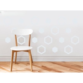 Hexagon Fabric Wall Decals - Set of 16 Hexagon Decals - Light Gray - Honeycomb Pattern Wall Decor - Reusable, Repositionable
