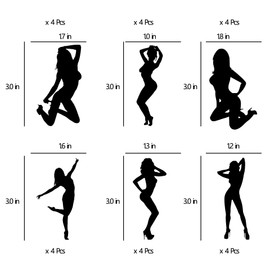 HAKPUOTR Pole Dancing Cupcake Toppers, Black Glitter Dancer Cupcake Toppers for Birthday/Wedding/Bachelorette/Bridal Shower Party Decoration, 24 Pcs