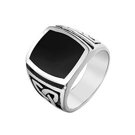 Jonline24h Mens Stainless Steel Ring, Celtic Knot Signet, Black Silver(10)