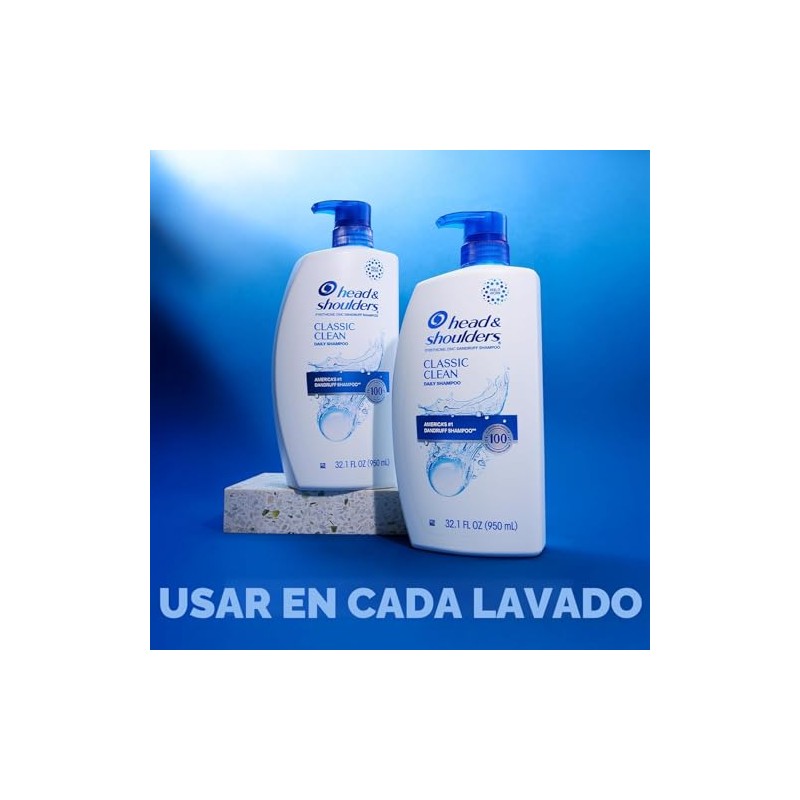 Head & Shoulders Champú anticaspa, limpieza clásica, tratamiento de uso