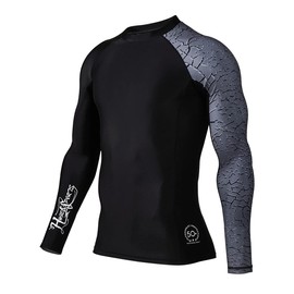 HUGE SPORTS Mens Rash Vest- Rash Guard Long Sleeve Quick Drying Wetsuit Swimming Top for Surfing BJJ Jiu Jitsu(Chapped,S)