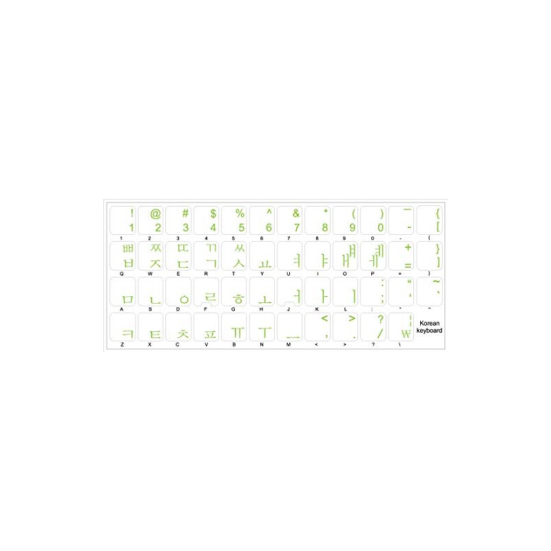 4Keyboard Korean Keyboard Sticker with Green Lettering ON Transparent Background