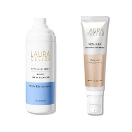 LAURA GELLER NEW YORK Prime-n-Set Duo: Spackle Primer + Spackle Mist Boost Setting Spray with Electrolytes (01 Champagne Glow + Electrolytes, 5.0 Fl Oz)