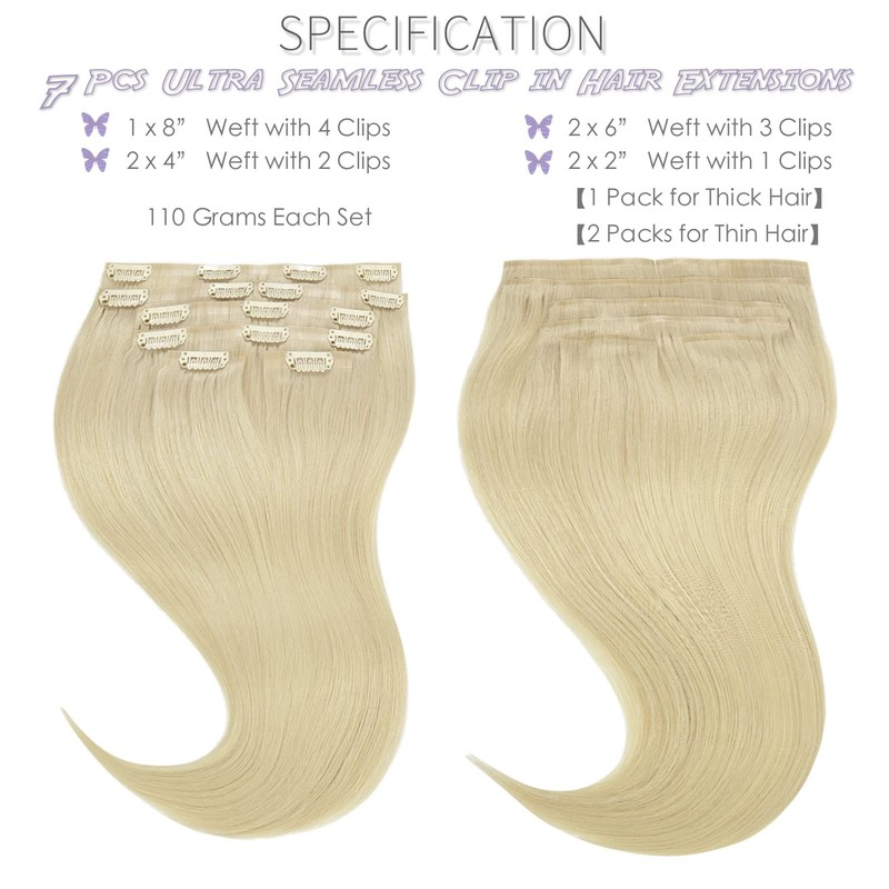 Lacer Hair Ultra Seamless Real Hair Extensions Clip in Human