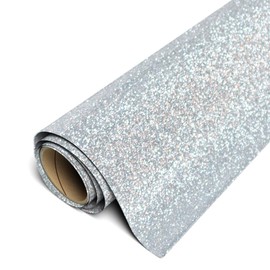 Siser Glitter HTV 11.8"x5ft Roll - Iron on Heat Transfer Vinyl (Silver)