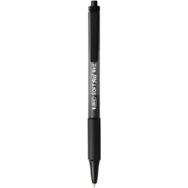 BIC Soft Feel Ballpoint Retractable Pens, Ideal for School and Office, Medium Point (1.0mm), Black, Pack of 5