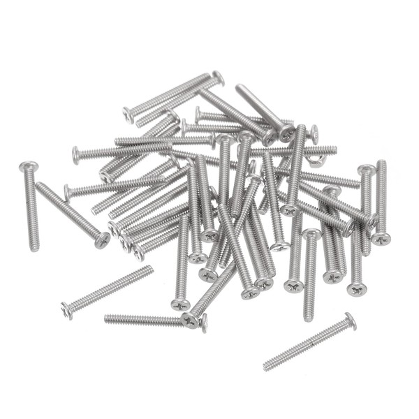 sourcing map M1.4-0.3 x 12mm 50Pcs Flat Round Head Screws