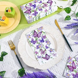Jetec 200 Count Butterfly Disposable Bathroom Hand Towels Paper Guest Towels for Bathroom Tree Flower Bird Napkin Paper Disposable Guest Napkins for Birthday Holiday Party Supplies