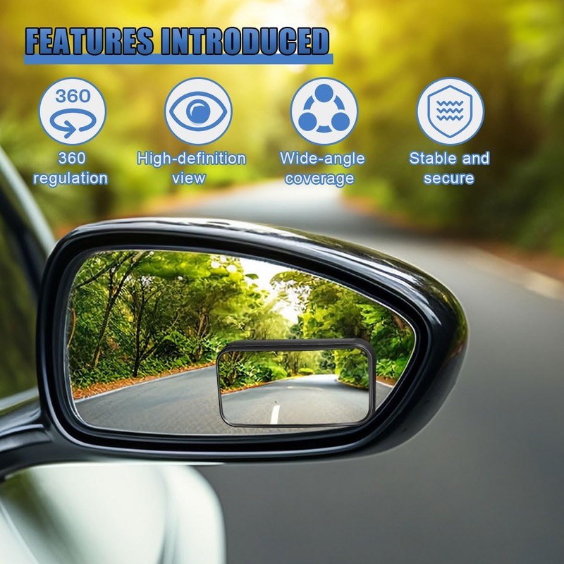 UHANBUT 2PCS Rectangular Blind Spot Mirror for Car, HD Glass
