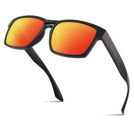 Wrimen Sunglasses Men Women Polarised Classic Retro UV400 Protection Rectangular Golf Driving Fishing Travel Glasses Outdoor Sports Fashion Sunglasses, 5-red mirrored