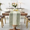 Wracra Cotton Linen Sage Green Table Runner 275cm Long with