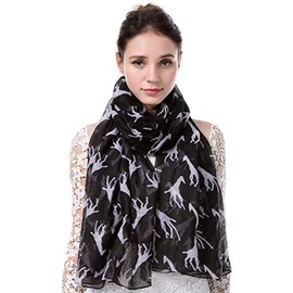 Giraffe Animal Print Women's Scarf Shawl Wrap Gift UK SELLER (Black with White)