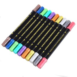 ZJSJSP Edible Metallic Markers,Food Shimmering Color Pen,Fine and Thick Tip Food Upgrade for Cookies/Cakes/Fondant/Baking Decorating/Drawing (10 Color, 10PCS)