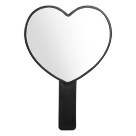 Bremorou Heart Shaped Hand Mirror Cosmetic with Handle Portable Heart Mirror Handheld for Women Cute Handheld Mirrors Mini Cosmetic Mirror for Travel and Makeup (Black)