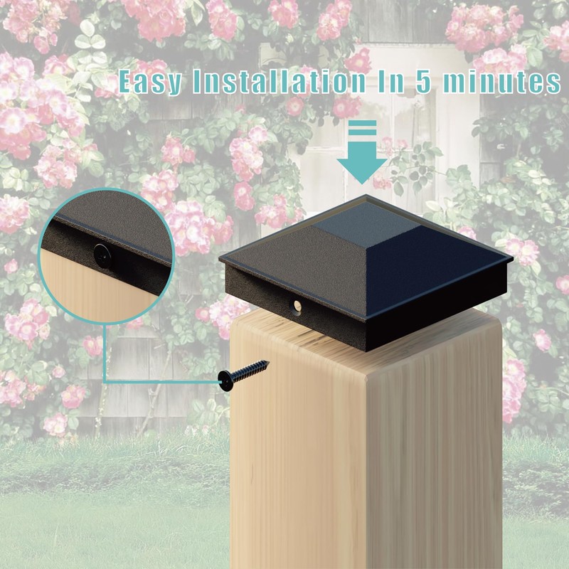 6x6 Post Caps for 5.5inx5.5in Wood Fence Post, Water-Proof UV-Proof