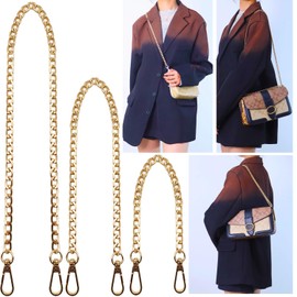 Hongbaite 3 Pack Light-Gold (45cm+95cm+125cm) Bag Chains for Womens Handbags, DIY Crossbody Bags Chain Extender Strap with Clasp Buckles