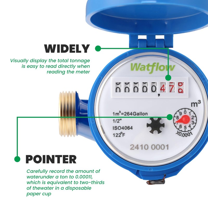 Watflow DN15 Water Meter 1/2" NPT, ISO4064 Certification Cubic Water