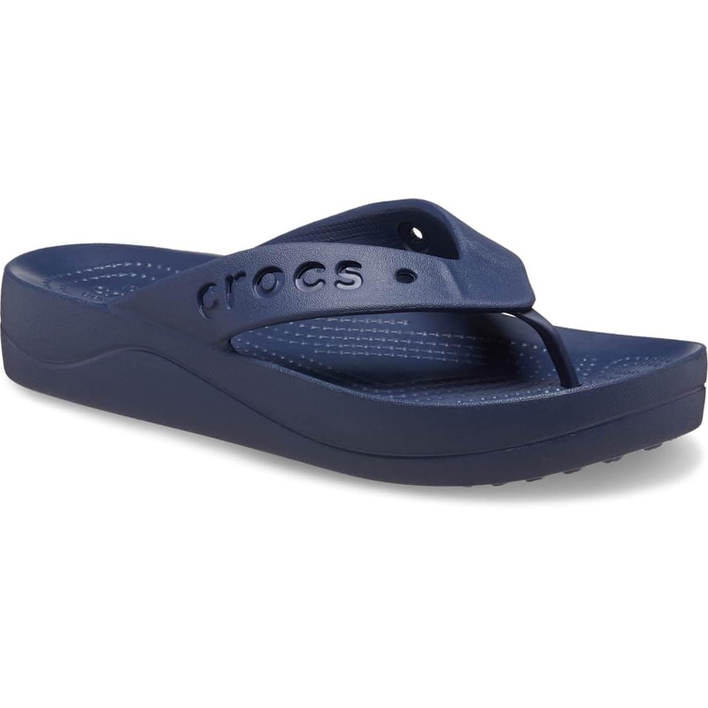 Crocs Women's Baya Platform Flip Sandal, Navy, 7