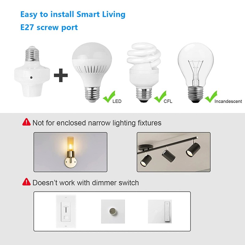 QIACHIP Ewelink 2.4G Wireless Remote Control Light Socket E26 E27