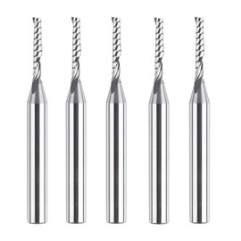 SpeTool 5PCS O Flute Spiral Upcut Router Bit Set 1/4 Inch Shank with 1/8 Inch Cutting Diameter, Carbide Singe Flute Aluminum Cutting End Mill