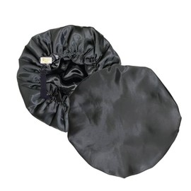 Natural hair essentials reversible and adjustable Satin bonnet, satin pillowcases, satin Scrunchies and headband set of 8 pieces (Black)