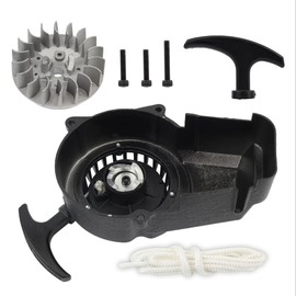 PowerMotor Universal Pull Start Recoil Starter Alloy Kit with Freewheel Replacement for 2 Stroke Engine Coolster SSR SX50 43cc 47cc 49cc 50cc Mini Pocket Dirt Pit Bike Scooter ATV Quad 4 Wheeler
