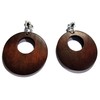 Clip-on Earrings Bohemian Wood Assorted Colors 2.5 inch Hoop Circle