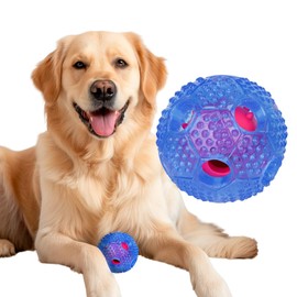 Dog Ball with Dental Care Nubs Dog Toy Made of Natural Rubber - Robust Ball Diameter 7.5 cm - Dog Ball for Large and Small Dogs - Natural Rubber Chew Toy for Treats (Blue)