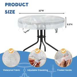 IndigoTempest9 Bar Height Table Cover - Waterproof Anti-UV Round Patio Table Cover - Fits Round Outdoor Table Up to 30-32 Inch