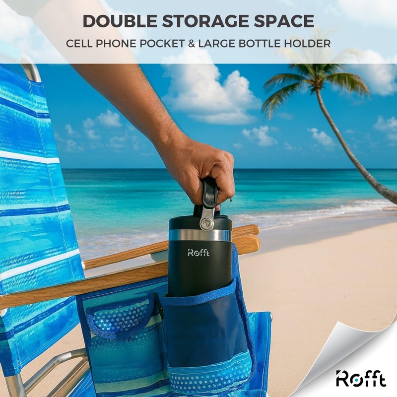 ROFFT Beach Chair, 17" Seat Height, 7-Position Reclining, Heavy Duty,