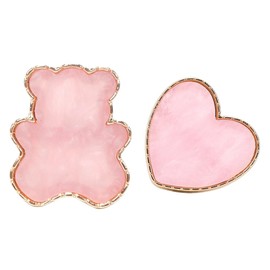 Sarini Resin Nail Art Palette, Nail Holder Heart Bear First Shape Makeup Foundation Mixing Tool Display Board, Gel Nail Art Palette Painting Tray Manicure Tool (Pink)