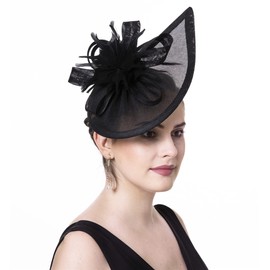 SAFERIN Fascinators Hat for Women Tea Party Headband Wedding Flower Cocktail Mesh Feathers Hair Clip(TA20-Black)