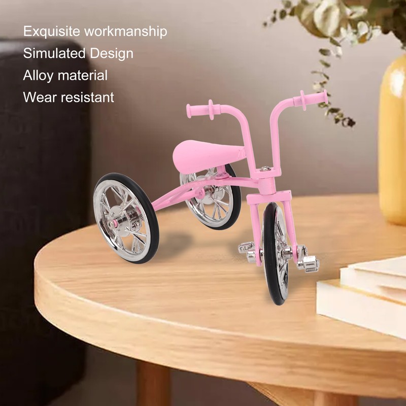 Pink Look Toy Tricycle Model Simulated Design Tricycle Ornament Wear