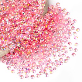 Light Pink AB Rhinestones Bulk, 10000PCS Flat Back Round Jelly AB Rhinestones Non-Hotfix Crystal Gems Wholesale for Crafts Makeup Nails Face Tumblers Clothes Shoes Handmade Decoration 3mm