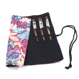 Canvas Paint Brush Bag, 20 Compartments Roll Up Watercolour Brush Holder with Belt Loop for Acrylic Oil Gouache Artists Drawing Pencils (Maple Leaf)