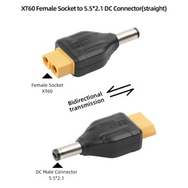 RIIEYOCA XT60 auf DC5521 Stecker, XT60 Buchse auf Stecker DC5521 Stecker ohne Kabel Adapter für RC Auto, FPV Drohne, LiPo Akku, Laptop Netzteile, etc (2PCS)