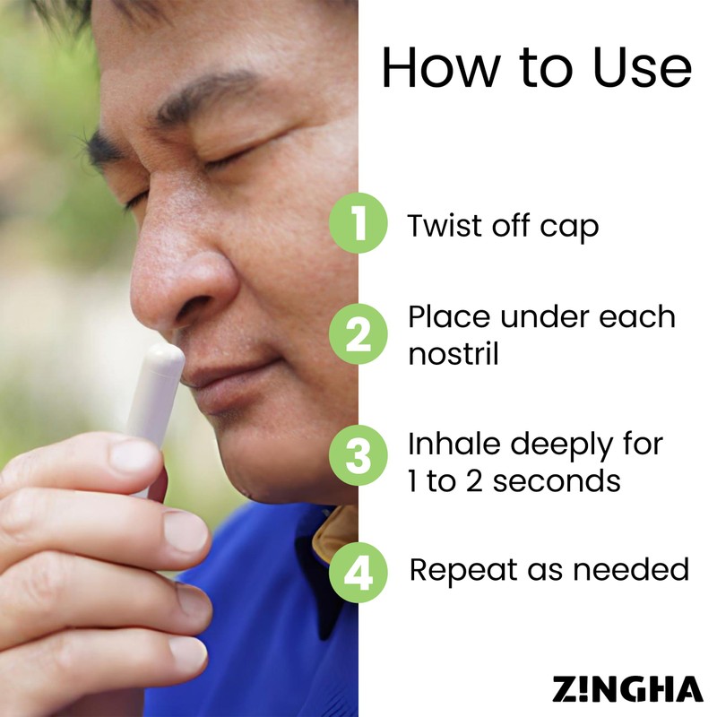 Z!NGHA Natural Aromatherapy Nasal Inhaler Stick for Sinus Relief, Focus