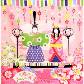 Maruzen Furoshiki Cotton Furoshiki Hiromi Sato Standing Hinama, Approx. 19.7 x 19.7 inches (50 x 50 cm)