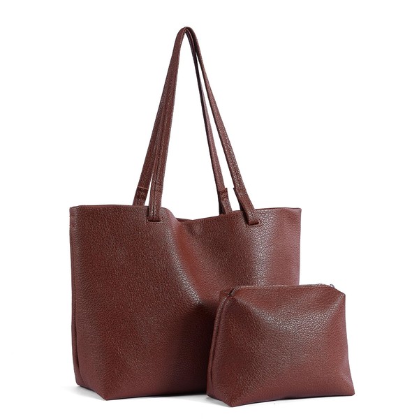 DOODLEBEAN Hobo Handbag for Women Leather Tote Bag Brown Large