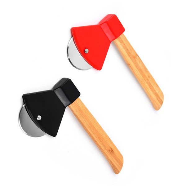 2Pcs Durable Axe Pizza Wheel Slicer Sharp Non-Slip Stainless Steel