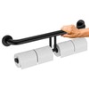 24 Inch Grab Bar w/Double Toilet Paper Roll Holder Black,